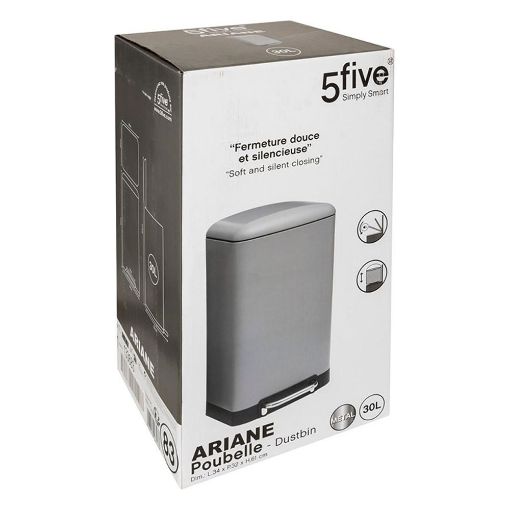 Εικόνα της Καλάθι Απορριμμάτων 5Five Ariane 30L Αnthracite Grey 34x30.5x61cm 133683