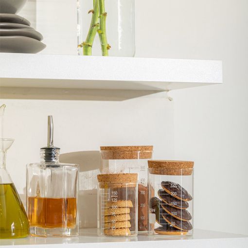 Εικόνα της Δοχείο Αποθήκευσης Γυάλινο 250ml Estia με Καπάκι Φελλού 01-25069
