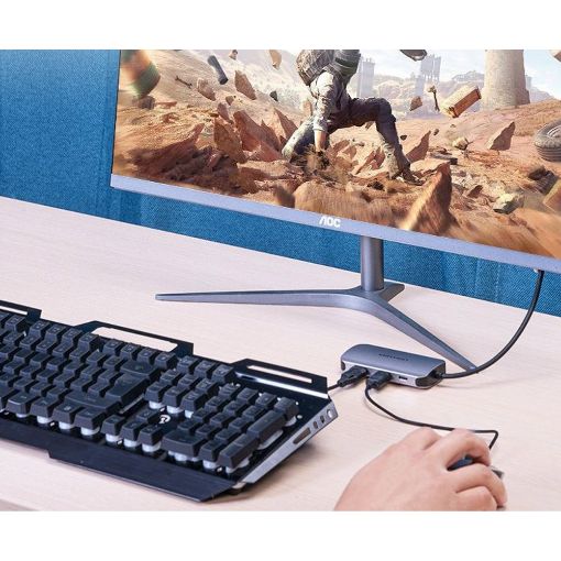 Εικόνα της USB Hub Vention 4x USB 3.0 & USB-C PD 100W 0.15m Aluminum Gray TNBHB