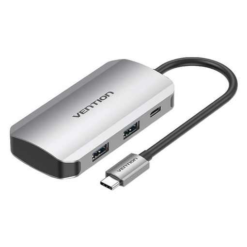 Εικόνα της USB Hub Vention 4x USB 3.0 & USB-C PD 100W 0.15m Aluminum Gray TNBHB