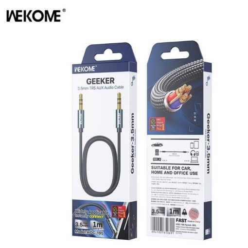 Εικόνα της Καλώδιο WK 3.5mm M/M TRS Braided 1m WDC-195