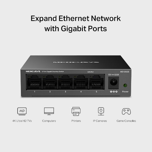 Εικόνα της Switch Mercusys MS105GS 5-Port Gigabit 10/100/1000Mbps