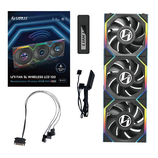 Εικόνα της Case Fan Lian Li UniFan SL Wireless LCD 120 Black (3-pack with Controller) G99.12SLLCD1W3B.00