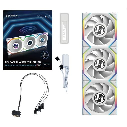 Εικόνα της Case Fan Lian Li UniFan SL Wireless LCD 120 White (3-pack with Controller) G99.12SLLCD1W3W.00