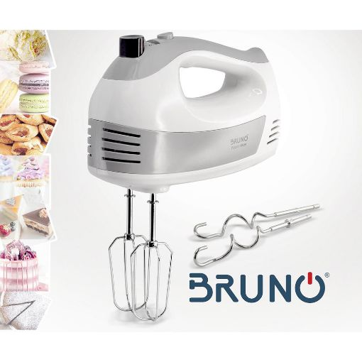 Εικόνα της Mίξερ Xειρός Bruno 500W 5 Ταχύτητες & Turbo Λευκό BRN-0110