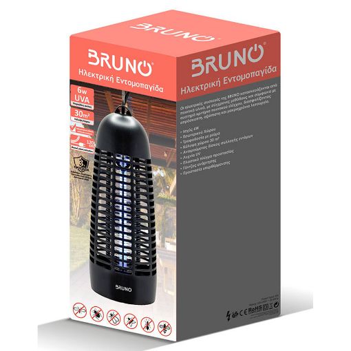 Εικόνα της Ηλεκτρική Εντομοπαγίδα Bruno BRN-0185 με UV Λυχνία 6W Μαύρη