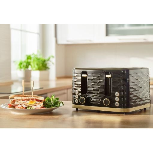 Εικόνα της Φρυγανιέρα Sencor STS 7551BK 4 Θέσεων 3D Pattern Design 1600W Μαύρο/Χρυσό