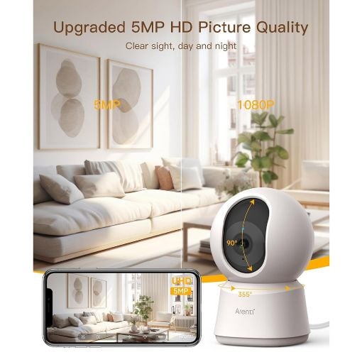 Εικόνα της Indoor Wired IP Camera Arenti P2F Pan/Tilt 3K Wi-Fi