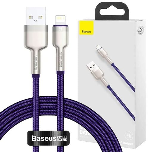 Εικόνα της Καλώδιο Baseus Cafule USB-A to Lightning 2.4A 1m Purple/Silver CALJK-A05