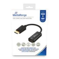 Εικόνα της Καλώδιο MediaRange DisplayPort to HDMI High Speed Converter, Gold-Plated, HDMI socket/DP plug, 18 Gbit/s data transfer rate, 20cm, Black MRCS177