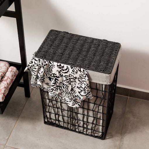 Εικόνα της Καλάθι Απλύτων Estia Nest 37x22x55cm Μαύρο 02-28077