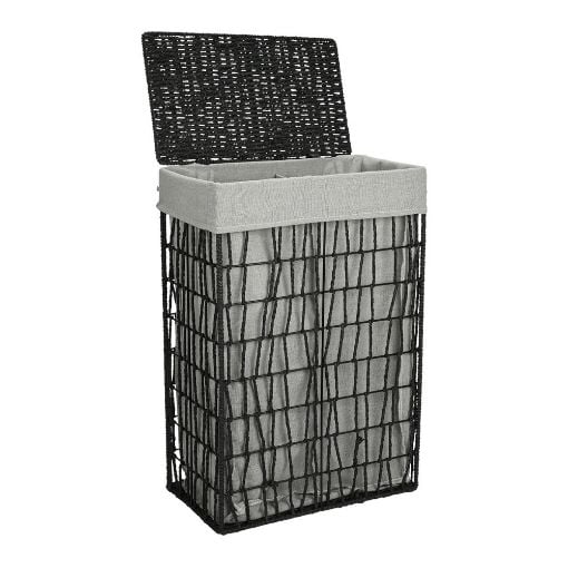 Εικόνα της Καλάθι Απλύτων Estia Nest 37x22x55cm Μαύρο 02-28077
