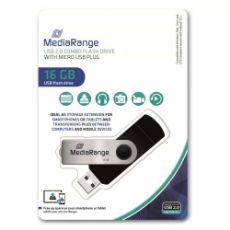 Εικόνα της MediaRange USB 2.0 Nano Flash Drive 16GB + micro USB Adaptor (OTG) Black MR931-2