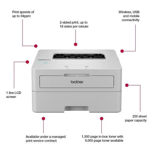 Εικόνα της Εκτυπωτής Laser Brother HL-L2865DW Mono