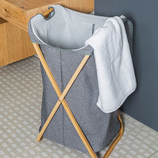 Εικόνα της Καλάθι Απλύτων Estia Bamboo Essentials 40x40x70cm Γκρί 02-13158