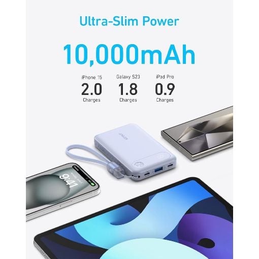 Εικόνα της Power Bank Anker 10.000mAh 22.5W with Lanyard-Integrated USB-C Cable Black A1257G11