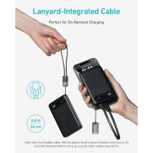 Εικόνα της Power Bank Anker 10.000mAh 22.5W with Lanyard-Integrated USB-C Cable Black A1257G11