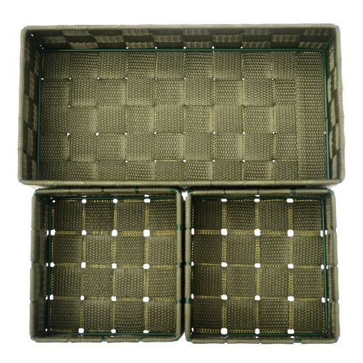 Εικόνα της Καλάθια Οργάνωσης Estia Olive Series 26x13x9cm Λαδί 3τμχ 04-14902