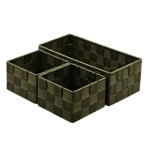 Εικόνα της Καλάθια Οργάνωσης Estia Olive Series 26x13x9cm Λαδί 3τμχ 04-14902