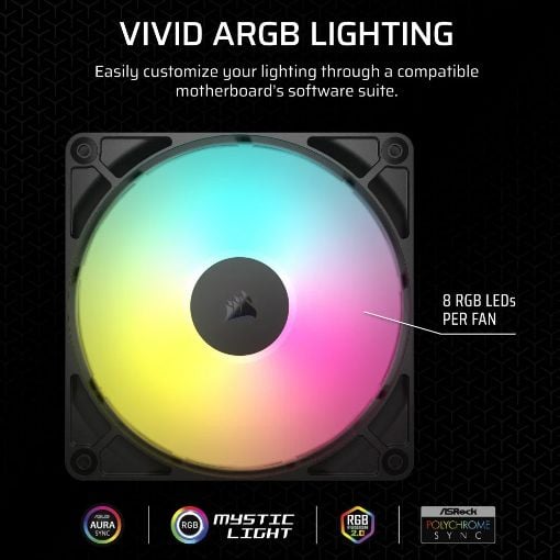 Εικόνα της Case Fan Corsair RS120 ARGB 120mm PWM Black CO-9050180-WW
