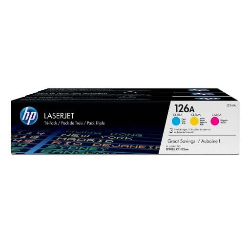 Εικόνα της Πακέτο 3 Toner HP 126Α Cyan, Magenta και Yellow CF341A