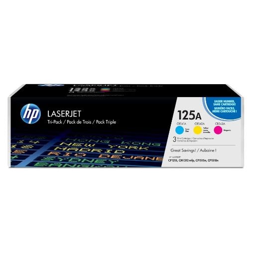 Εικόνα της Πακέτο 3 Τεμαχίων HP 125A Cyan, Magenta, Yellow CF373AM