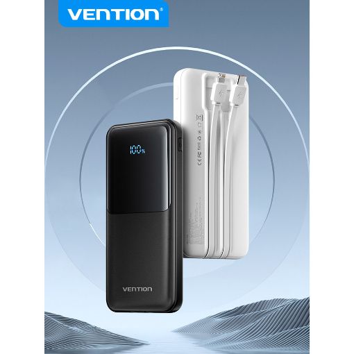 Εικόνα της Power Bank Vention 10.000mAh 22.5W Led Display Built-In Type-C & Lightning White FHOW0