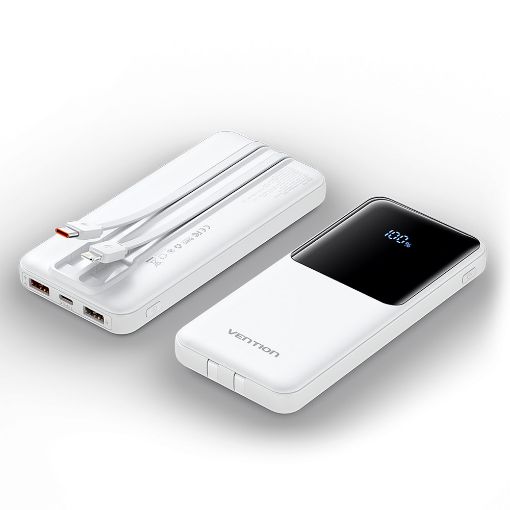 Εικόνα της Power Bank Vention 10.000mAh 22.5W Led Display Built-In Type-C & Lightning White FHOW0