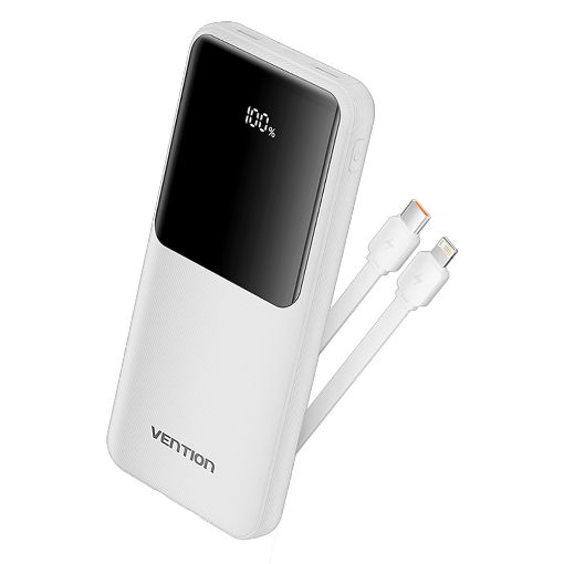 Εικόνα της Power Bank Vention 10.000mAh 22.5W Led Display Built-In Type-C & Lightning White FHOW0