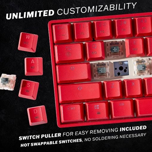 Εικόνα της Πληκτρολόγιο HK Gaming GK61 RGB Gateron Mechanical Brown Switch (US) Red