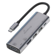 Εικόνα της Docking Station MediaRange USB Type-C 5 in-1 Adapter 2xHDMI Silver MRCS511
