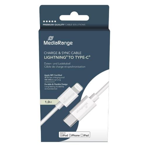 Εικόνα της Kαλώδιο MediaRange Apple Lightning to USB Type-C 1m White MRCS215