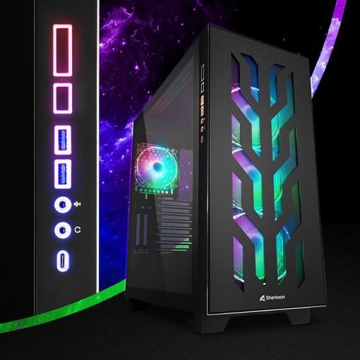 Εικόνα της Sharkoon Elite Shark CA300T RGB Tempered Glass Black