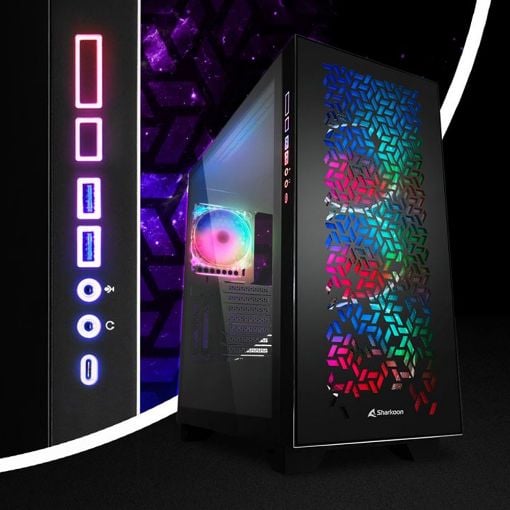 Εικόνα της Sharkoon Elite Shark CA300H RGB Tempered Glass Black