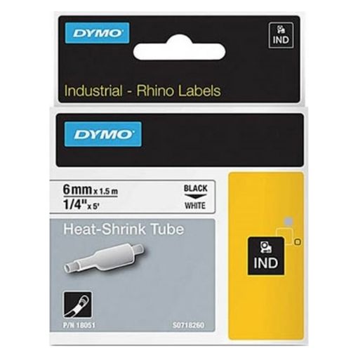 Εικόνα της Ταινία Ετικετογράφου Dymo Rhino Heat Shrink Tubing Black On White 6mm x 1.5m S0718260
