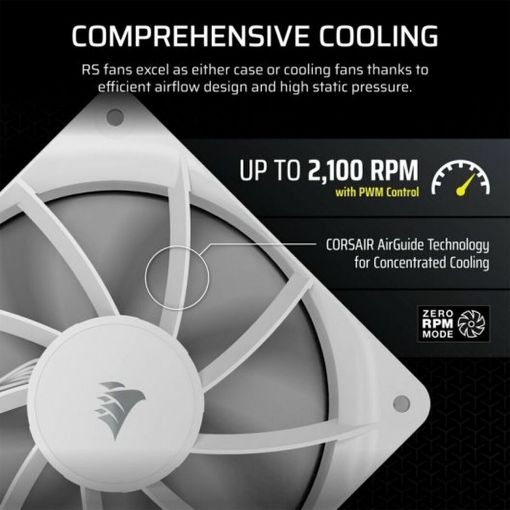Εικόνα της Case Fan Corsair RS120 120mm PWM (3-Pack) White CO-9050193-WW