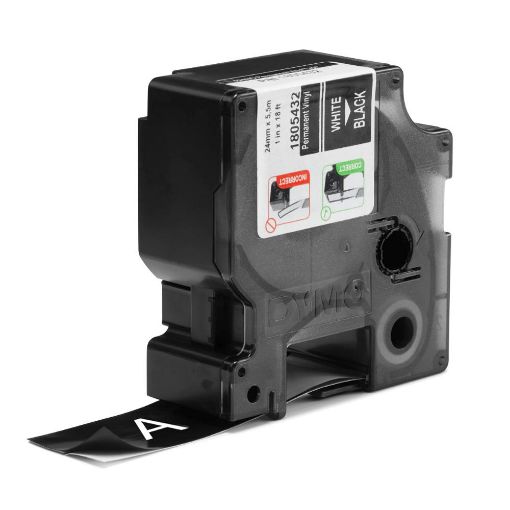 Εικόνα της Ταινία Ετικετογράφου Dymo Ind Rhino Tape Vinyl White On Black 24mm x 5.5m 1805432