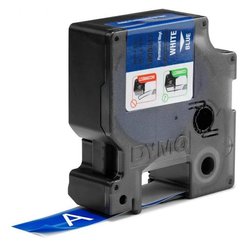 Εικόνα της Ταινία Ετικετογράφου Dymo Ind Rhino Tape Vinyl White On Blue 19mm x 5.5m 1805417