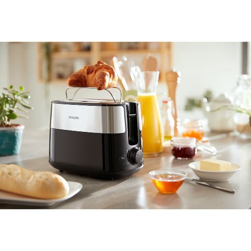 Εικόνα της Φρυγανιέρα Philips Daily Toaster Stainless Steel 830W Black HD2516/90