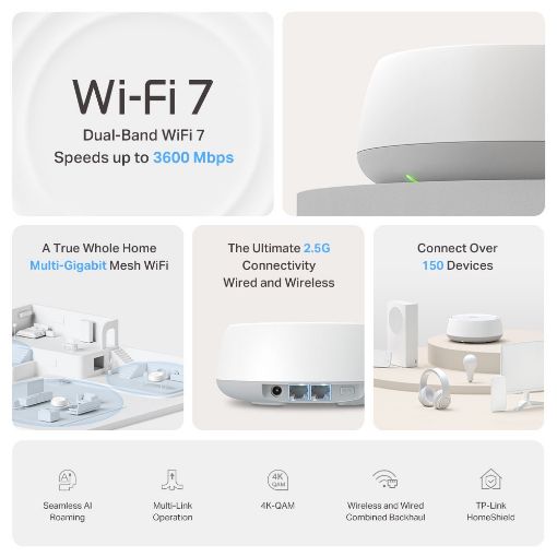Εικόνα της Access Point Tp-Link Deco BE25 BE3600 Dual-Band Mesh WiFi 7 System (3-Pack)