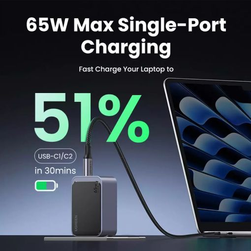 Εικόνα της Φορτιστής Ugreen Nexode Air X553 3-Port GaN 65W Gray 35042