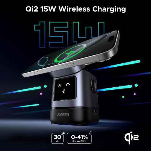 Εικόνα της Φορτιστής Ugreen Uno Robot W709 2in1 Magnetic Wireless Station Qi2 15W 45775