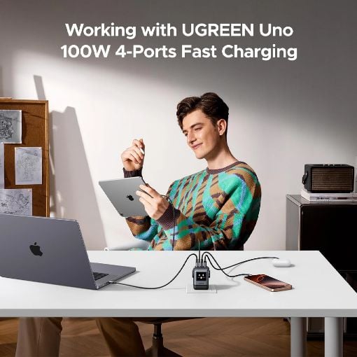 Εικόνα της Φορτιστής Ugreen Uno Robot X688 4-Port GaN 100W Gray 45515