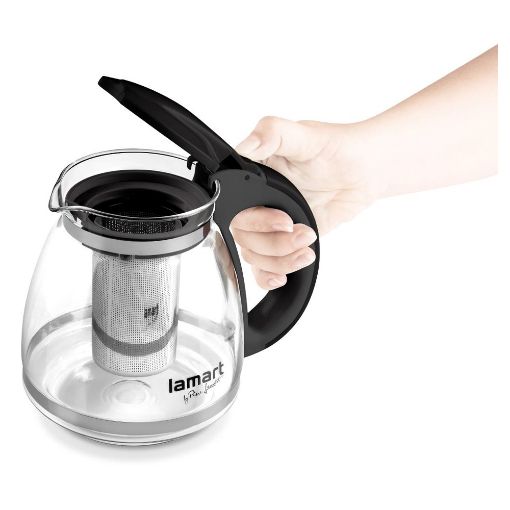 Εικόνα της Τσαγιέρα Γυάλινη Lamart Verre1,5lt με Ανοξείδωτο Φίλτρo Διάφανο/Μαύρο LT7027