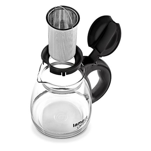 Εικόνα της Τσαγιέρα Γυάλινη Lamart Verre1,5lt με Ανοξείδωτο Φίλτρo Διάφανο/Μαύρο LT7027
