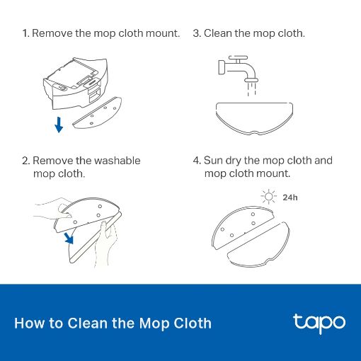 Εικόνα της Tp-Link Tapo RVA301 Robot Vacuum Washable Mop Cloth (5 Pcs)