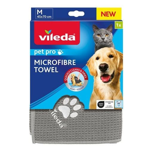 Εικόνα της Πετσέτα Κατοικίδιων Vileda Pet Pro Microfibre M 45x70 cm Γκρι 172650