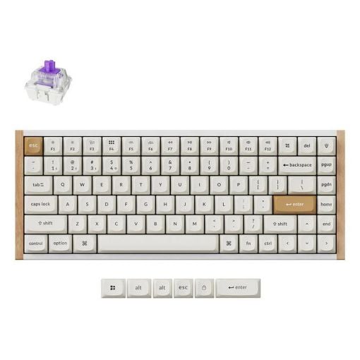 Εικόνα της Πληκτρολόγιο Keychron K2 HE 75% Wireless Magnetic Purple Switches (US) Special Wood Edition White K2H-Q1