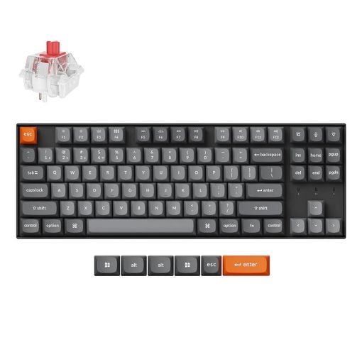 Εικόνα της Πληκτρολόγιο Keychron K8 Max QMK TKL Wireless RGB Hot-Swappable Aluminum Red Switches (US) K8M-J1