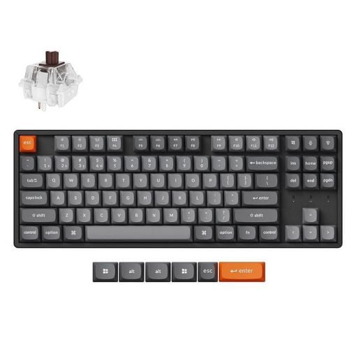 Εικόνα της Πληκτρολόγιο Keychron K8 Max QMK TKL Wireless RGB Hot-Swappable Aluminum Brown Switches (US) K8M-J3
